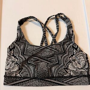 Lululemon Athletica Black and White Inked Energy Sports Bra